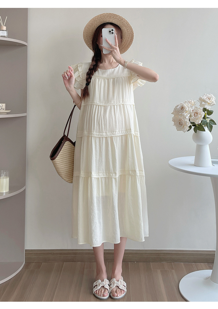 Maternity French Style Sweetheart Cake Dress For Summer New Fresh Fairy Pregnancy Clothes V-Neck Knee-Length Pregnant Dress