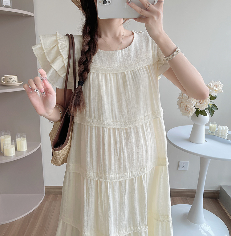 Maternity French Style Sweetheart Cake Dress For Summer New Fresh Fairy Pregnancy Clothes V-Neck Knee-Length Pregnant Dress