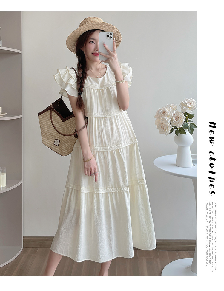 Maternity French Style Sweetheart Cake Dress For Summer New Fresh Fairy Pregnancy Clothes V-Neck Knee-Length Pregnant Dress