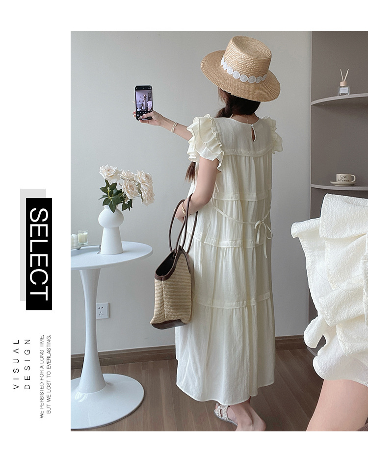 Maternity French Style Sweetheart Cake Dress For Summer New Fresh Fairy Pregnancy Clothes V-Neck Knee-Length Pregnant Dress
