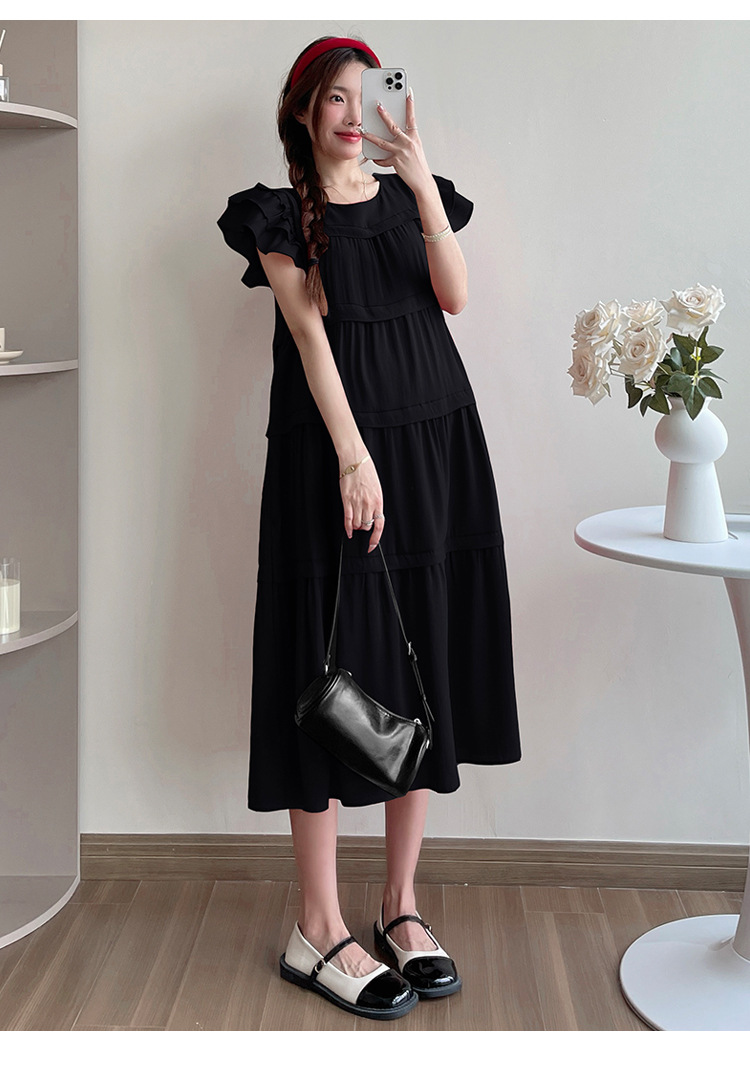 Maternity French Style Sweetheart Cake Dress For Summer New Fresh Fairy Pregnancy Clothes V-Neck Knee-Length Pregnant Dress