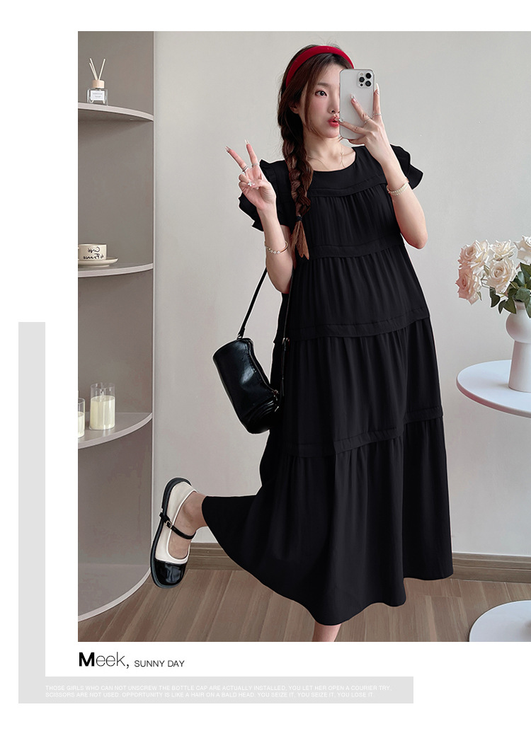 Maternity French Style Sweetheart Cake Dress For Summer New Fresh Fairy Pregnancy Clothes V-Neck Knee-Length Pregnant Dress