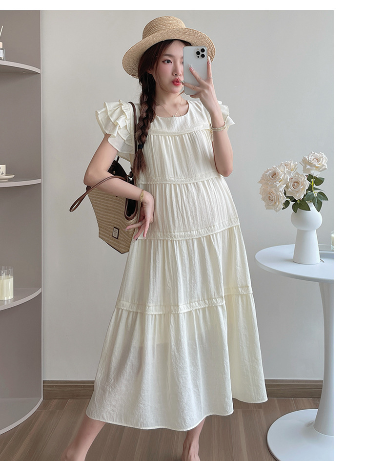 Maternity French Style Sweetheart Cake Dress For Summer New Fresh Fairy Pregnancy Clothes V-Neck Knee-Length Pregnant Dress
