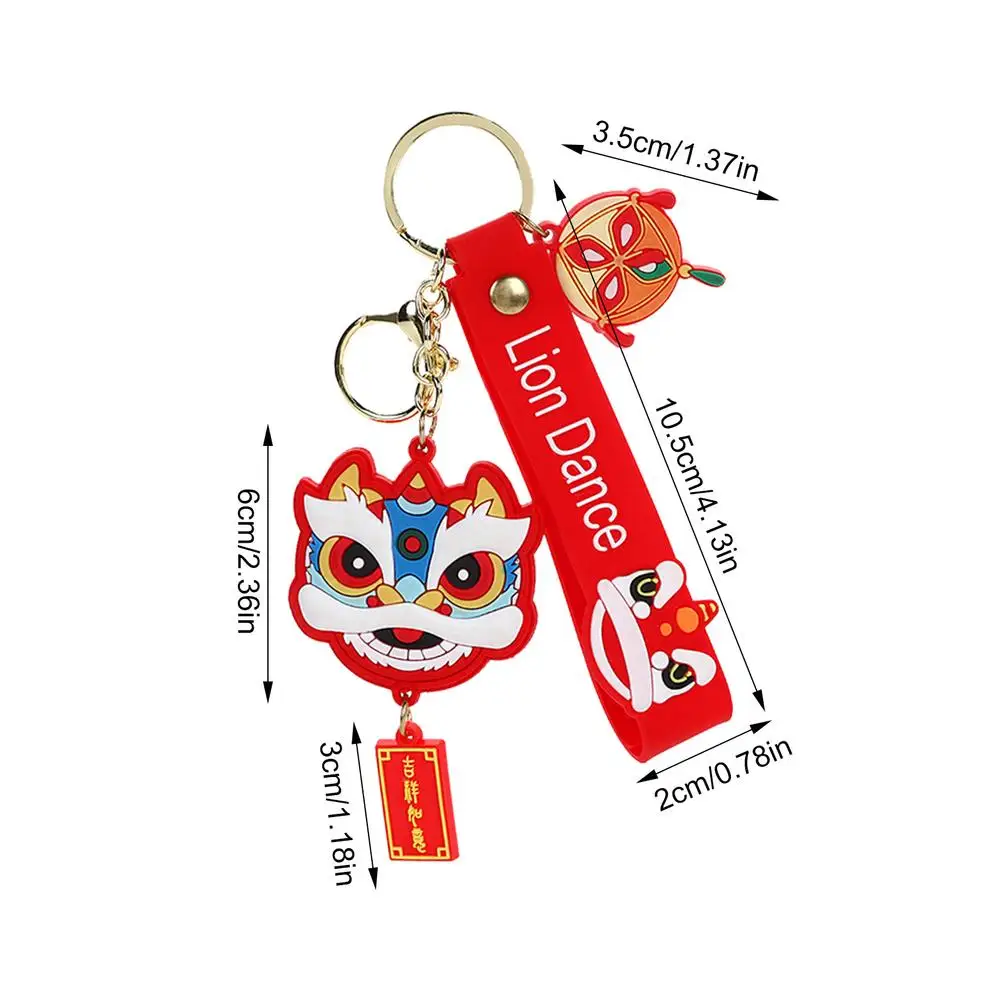 Chinese Animal Keychain Chinese Dance Lions Keyring Charm For New Year Bag Pendant Charm Decorative Car Decor Key Chain Pendant