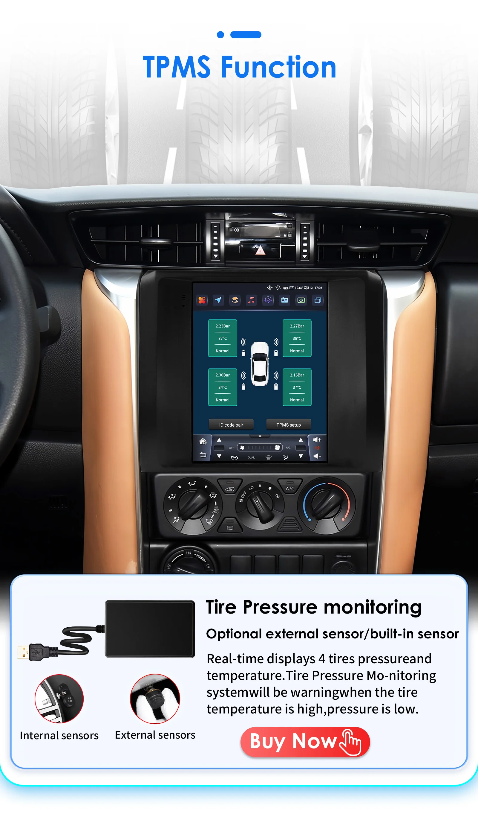 Hizpo For Tesla Style Car Radio For Toyota Fortuner HILUX Revo 2016 - 2022 Wireless CarPlay Android Auto No 2 din 2din DVD RDS