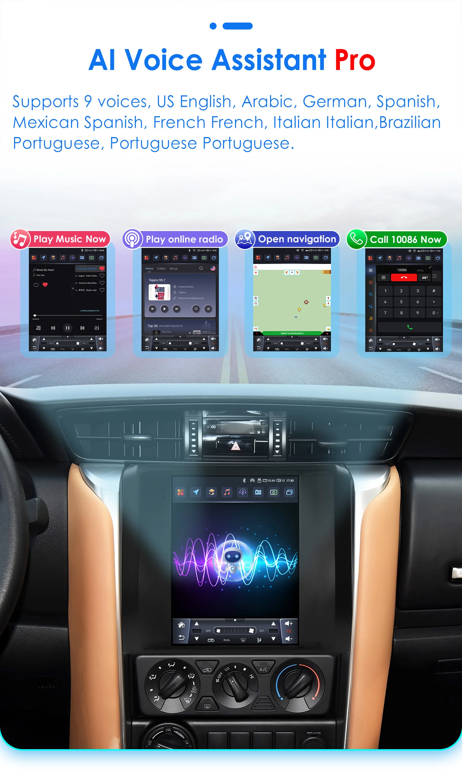 Hizpo For Tesla Style Car Radio For Toyota Fortuner HILUX Revo 2016 - 2022 Wireless CarPlay Android Auto No 2 din 2din DVD RDS