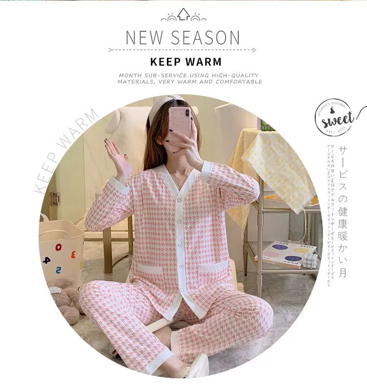 Maternity Homewear Pajamas Suit Nursing Pajamas Moon Clothes Spring and Autumn Cotton Monthly Clothing Summer Nursing Clothes