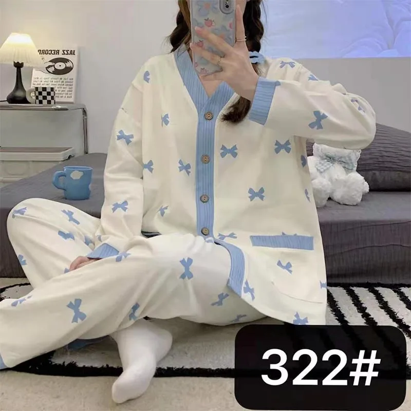 Maternity Homewear Pajamas Suit Nursing Pajamas Moon Clothes Spring and Autumn Cotton Monthly Clothing Summer Nursing Clothes