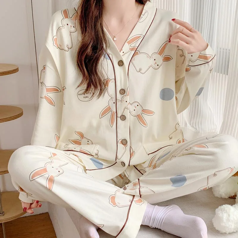 Maternity Homewear Pajamas Suit Nursing Pajamas Moon Clothes Spring and Autumn Cotton Monthly Clothing Summer Nursing Clothes