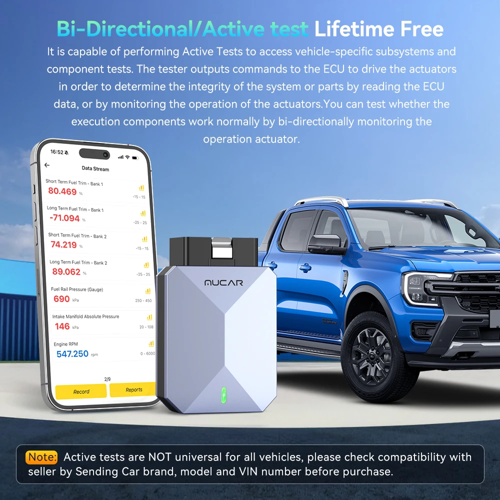 MUCAR BT200 MAX CAN FD OBD2 Scanner 15 Resets AI Car Diagnostic Tools All System Auto Scan Bi-Directional Control Free Update