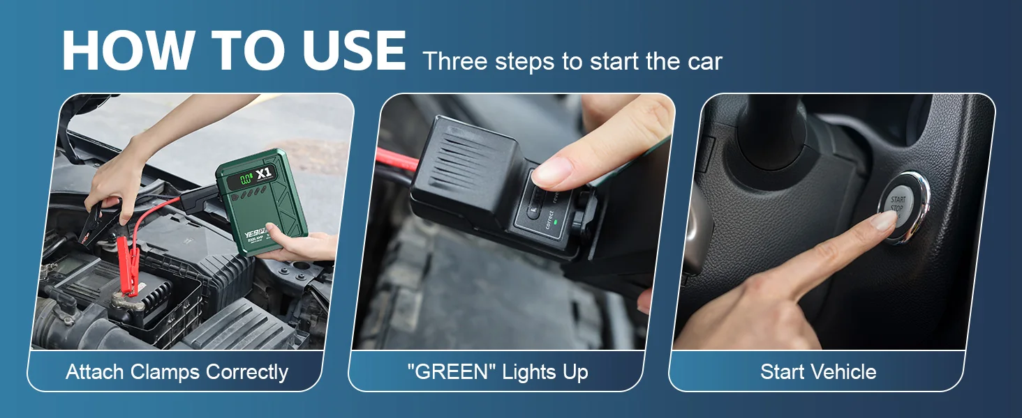 YESPER X1 2000A Jump Starter 12000mAh Power Bank 150PSI Air Compressor Inflator Car Battery Emergency Boosters Starting Device