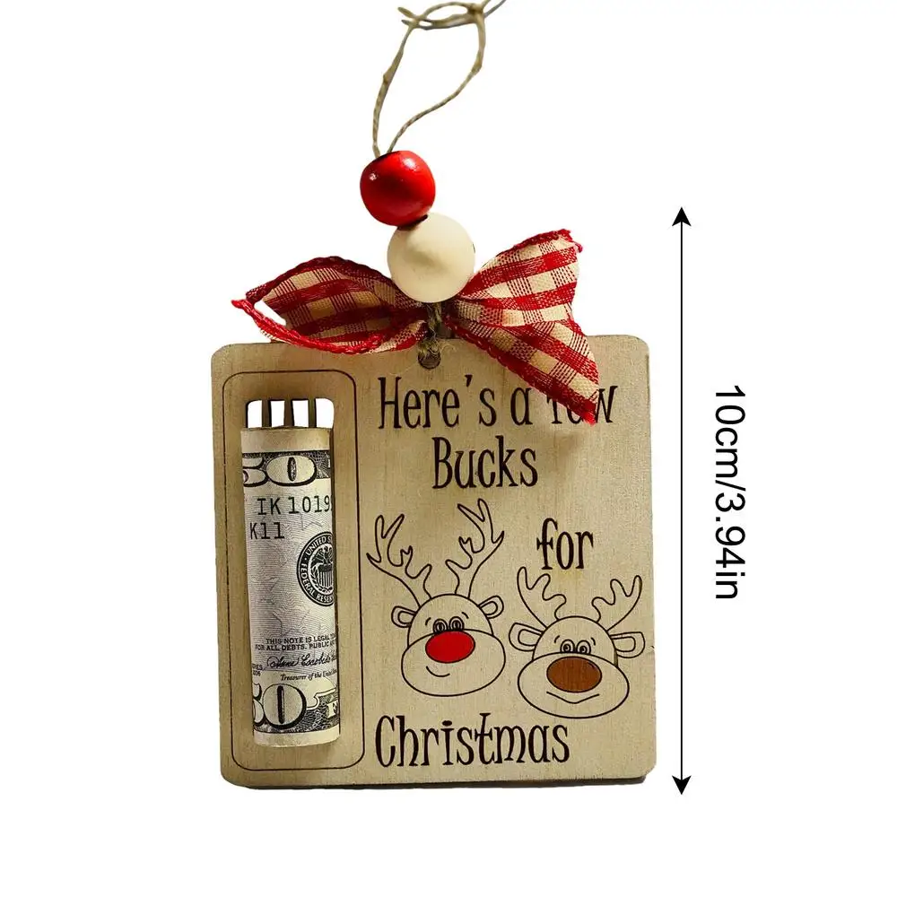 Christmas Ornament Wooden Cards Money Holders Desktop Hangings Christmas Tree Pendant For Family Friends New Year Hanger Decor