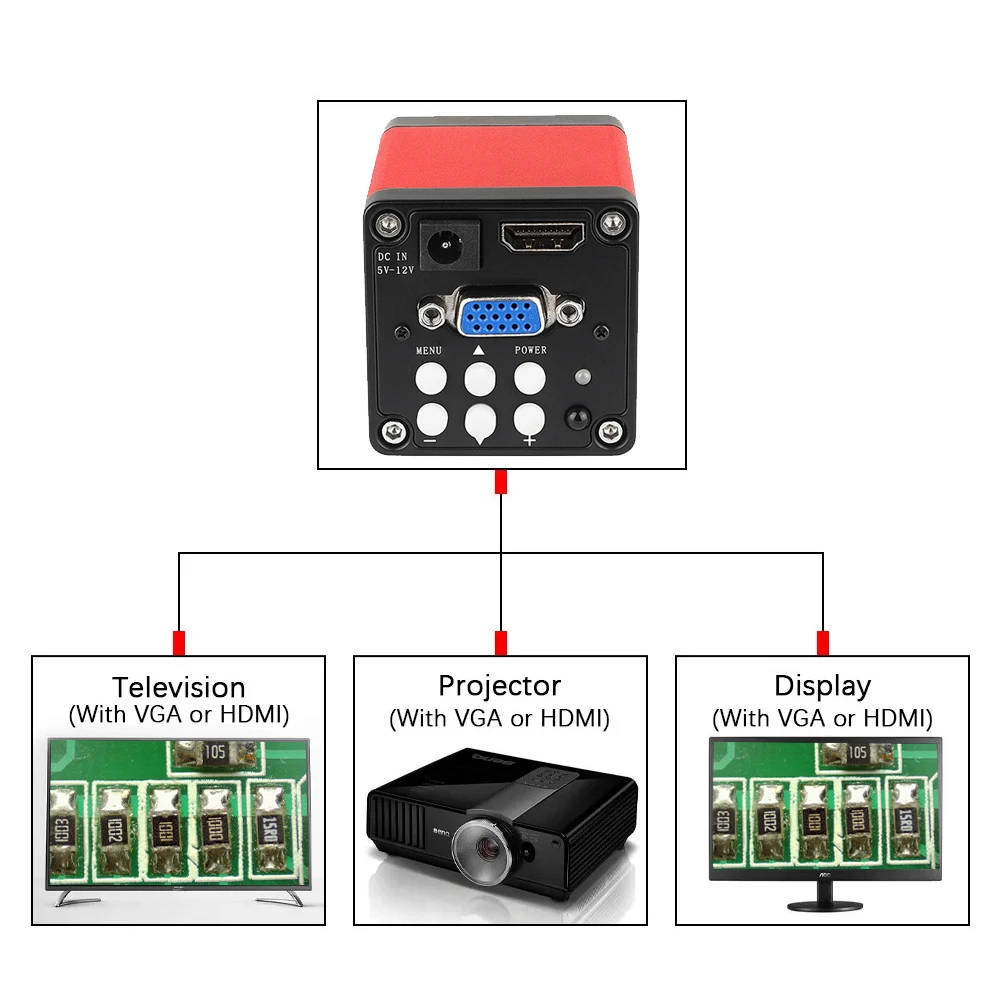 Zoom 150X Full HD Camera VGA/HDMI Port Industrial Microscope CCD Camera Adjustable Metal Stand For PCB Soldering Phone Repair