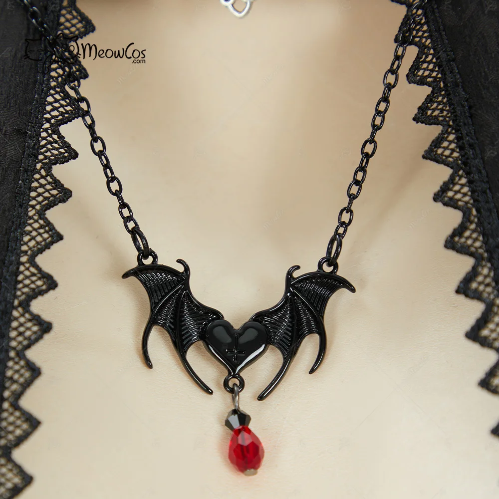 MEOWCOS Women's Gothic Elf Style Cosplay Costume Elf Lingerie Black Bodysuit with Sleeves and Necklace for Halloween Gift
