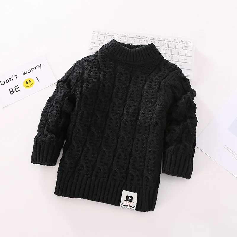 Kids Girl Sweater Tricots Turtleneck Pullover Baby Winter Tops Solid Color Sweaters Autumn Boy Girl Warm Sweater Pull 1-8Y