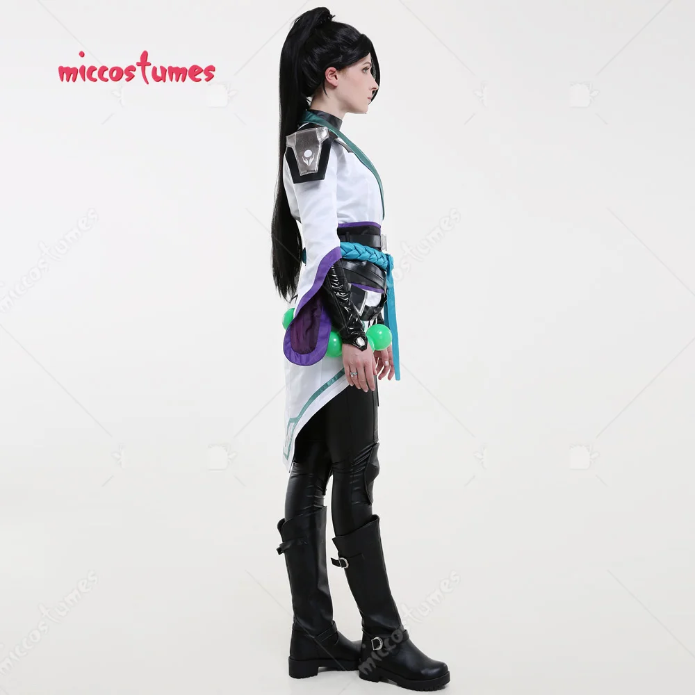 Miccostumes Women's Chinese Cross Collar Outfit Cosplay Costume Chinese Cross Collar Outfit with Corset and Waist Accessories
