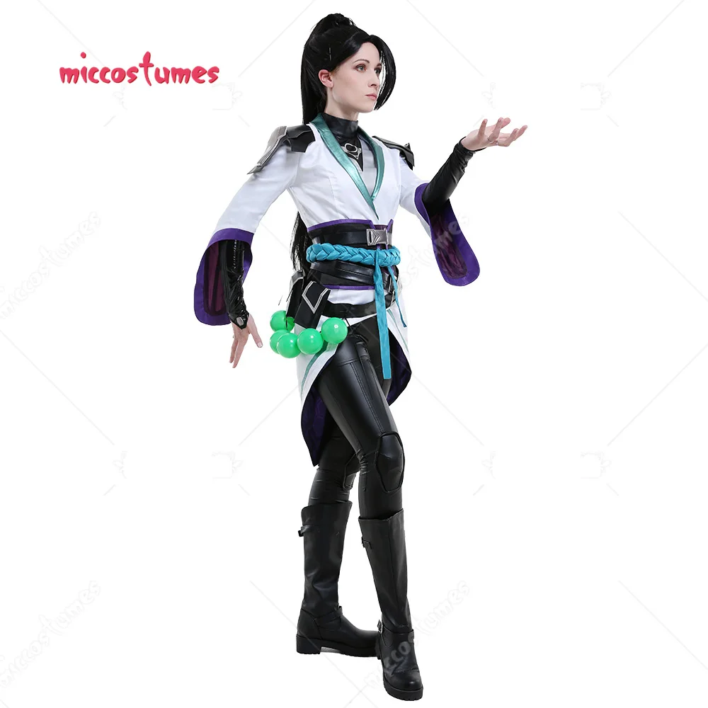Miccostumes Women's Chinese Cross Collar Outfit Cosplay Costume Chinese Cross Collar Outfit with Corset and Waist Accessories