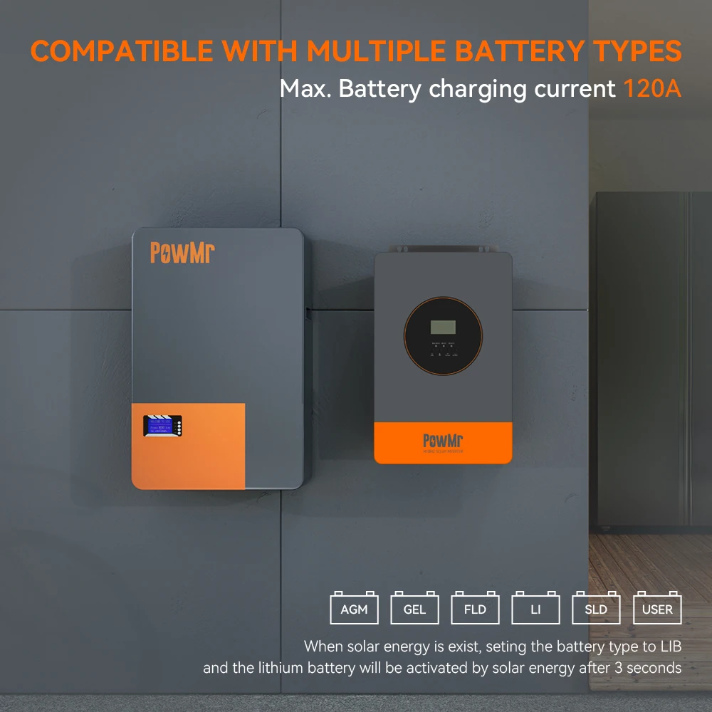 PowMr 18.6KW Hybrid Solar Inverter 48V 220V 380V 3 Phase Inverter On Off Grid with MPPT 120A Solar Charger Parallel Up to 9 Unit