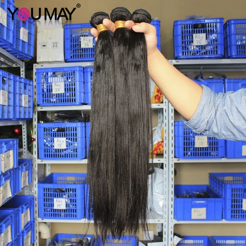 Yaki Human Hair Bundles Italy Light Yaki Straight Hair Bundles With Closure Remy Hair Clip In Human Hair Extensions Yaki Youmay