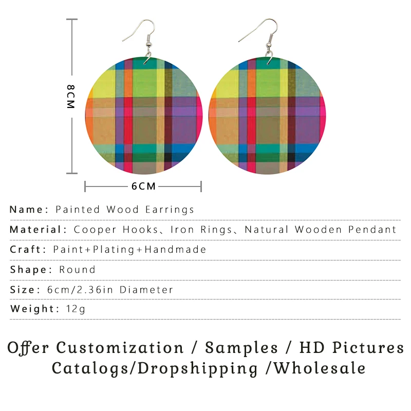 SOMESOOR African Fabric Print Wooden Drop Earrings Martinique Ethnic Art Afro Bohemain Geometric Dangle Jewelry For Women Gift