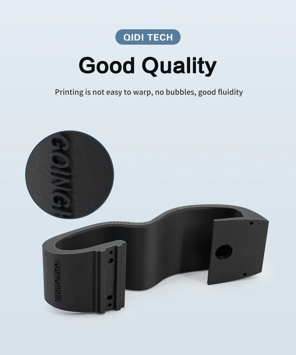 QIDI TECH Carbon Fiber Filled Nylon Filament PA12-CF1.75mm Black 1Kg Spool 3D Printing Filament for 3D Printer
