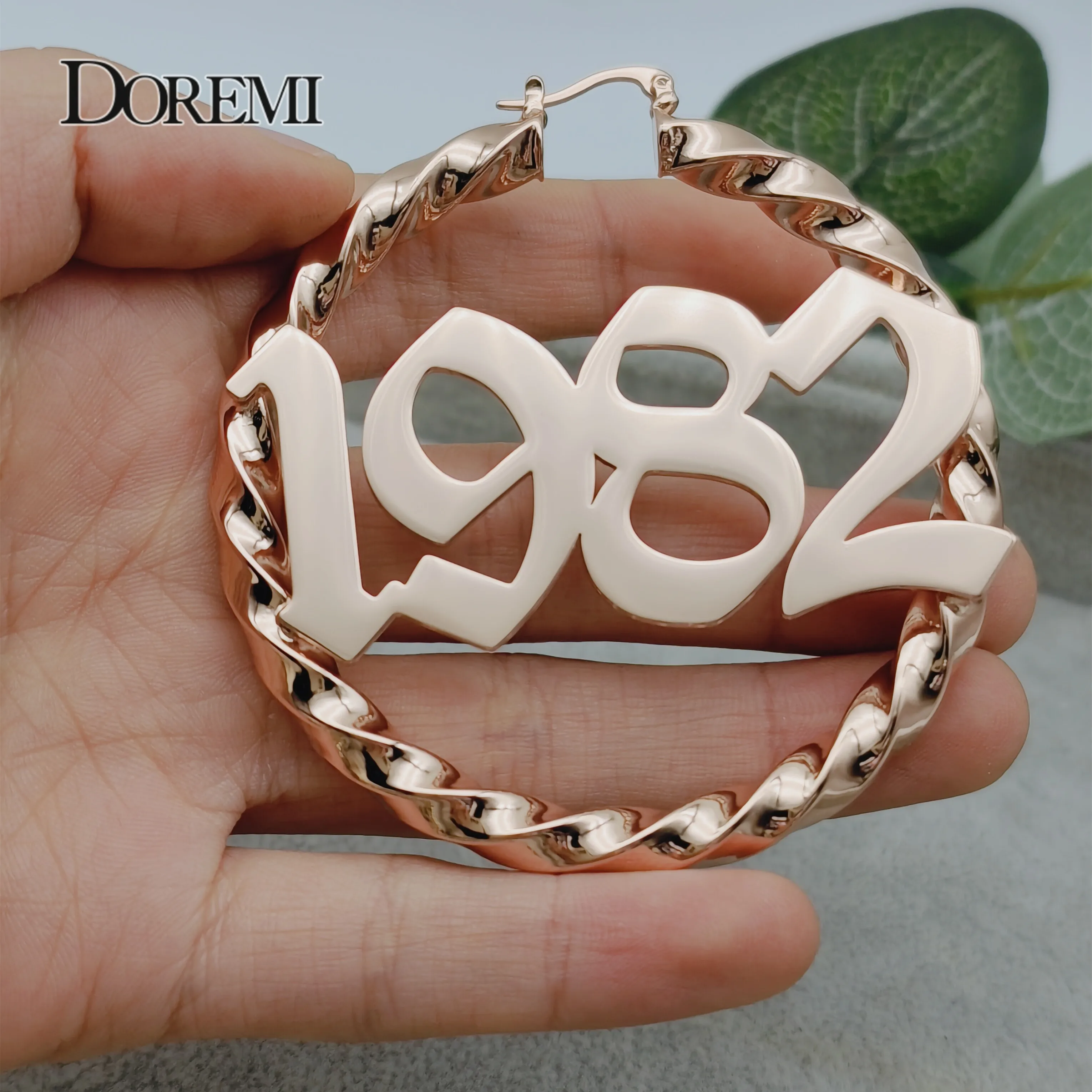 DOREMI 30/50/70/90MM Custom Name Earrings Big Hoops Earrings Stainless Hip Hop Style Earrings Custom Earrings for Women Gift