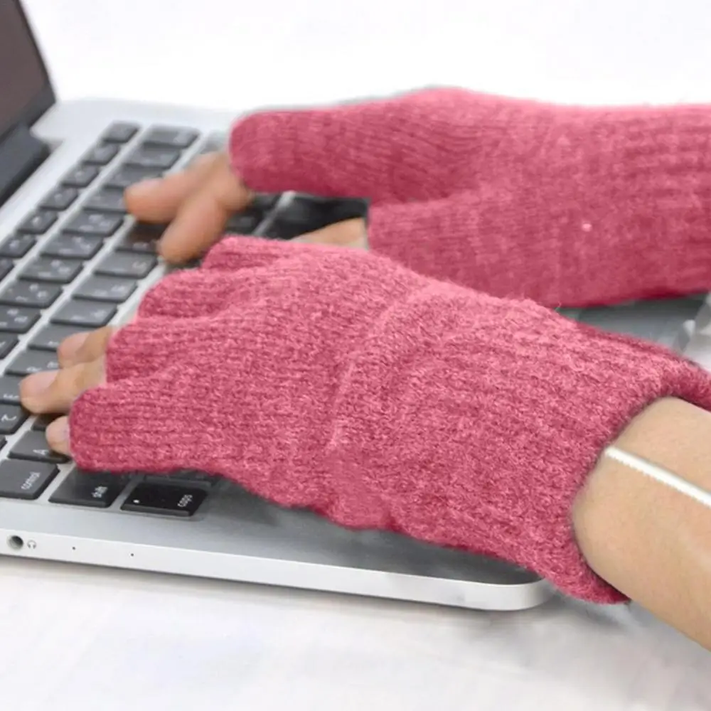 USB Electric Heated Gloves Fingerless Rechargable Women Men Hand Warmer Winter Warm for Sports Skiing for Running Cycling