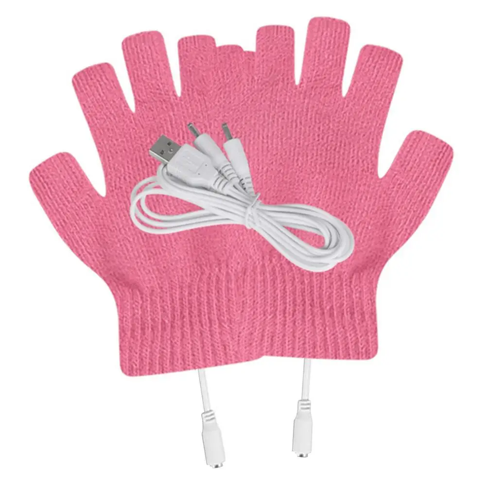 USB Electric Heated Gloves Fingerless Rechargable Women Men Hand Warmer Winter Warm for Sports Skiing for Running Cycling