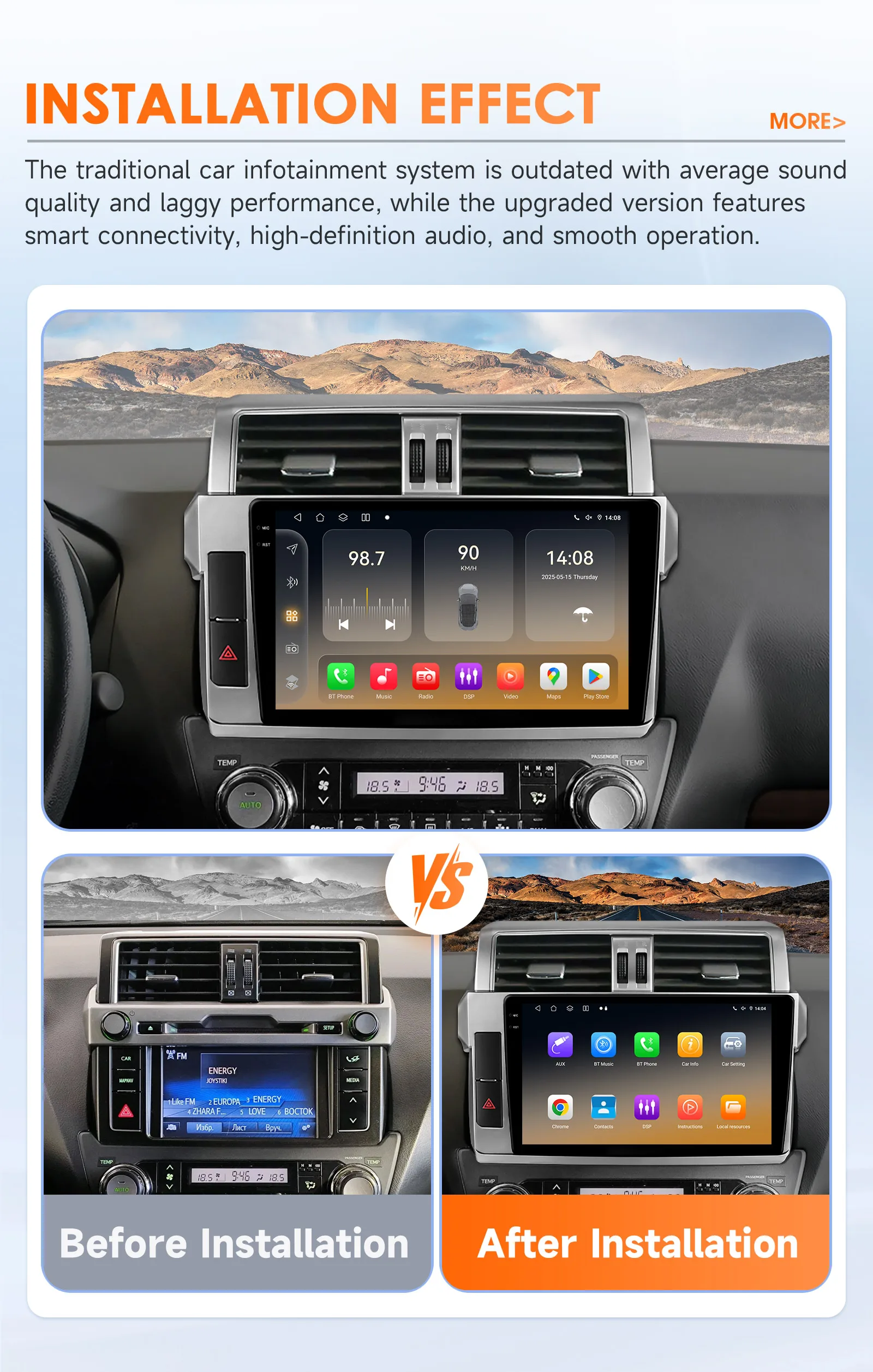 Hizpo AI Voice Car Radio Android Auto Multimedia For Toyota Land Cruiser Prado 150 2013-2017 4G Carplay Autoradio No 2din DVD