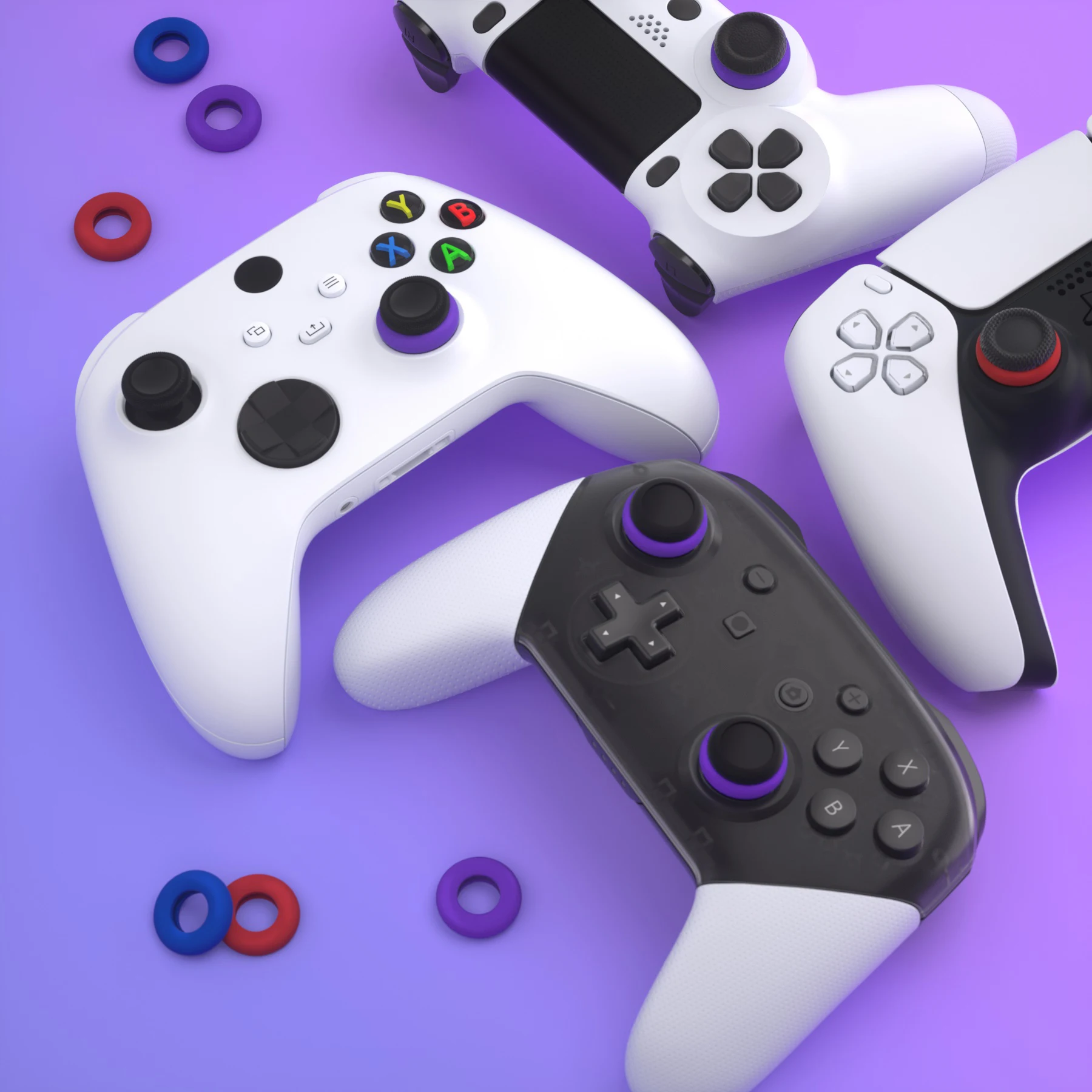 PlayVital Solid color Series Silicone BuffeRings Aim Assist Target Motion Control Precision Rings for ps5,Steam Deck, Switch Pro