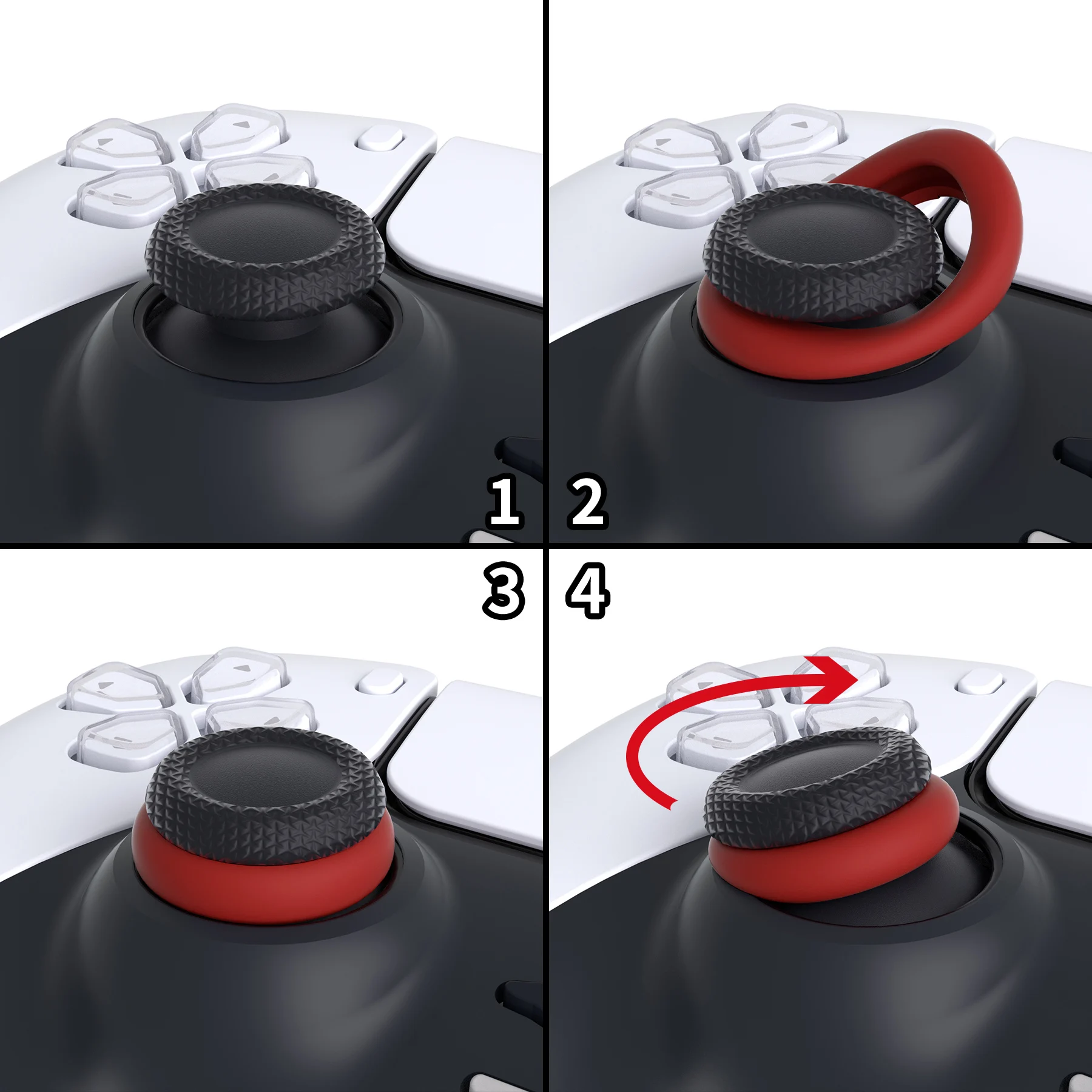 PlayVital Solid color Series Silicone BuffeRings Aim Assist Target Motion Control Precision Rings for ps5,Steam Deck, Switch Pro