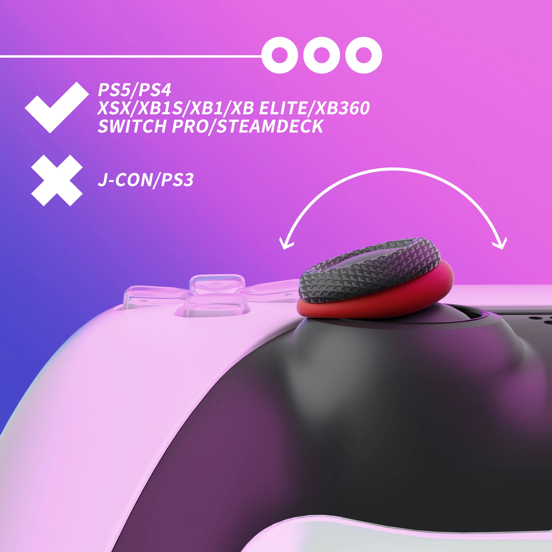 PlayVital Solid color Series Silicone BuffeRings Aim Assist Target Motion Control Precision Rings for ps5,Steam Deck, Switch Pro