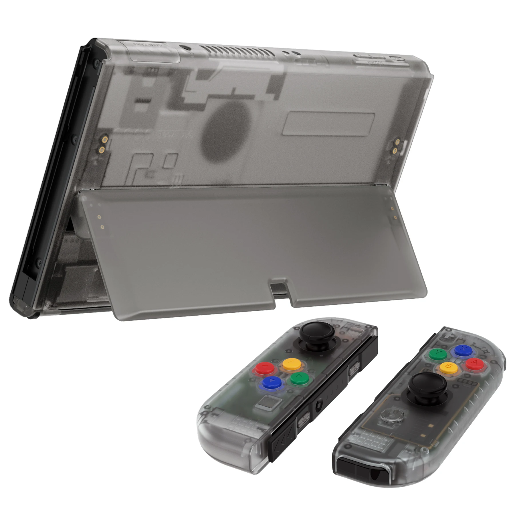 eXtremeRate Replacement Full Set Shell for Nintendo Switch OLED, Back Plate & Kickstand, Joycon Housing with Colorful Buttons
