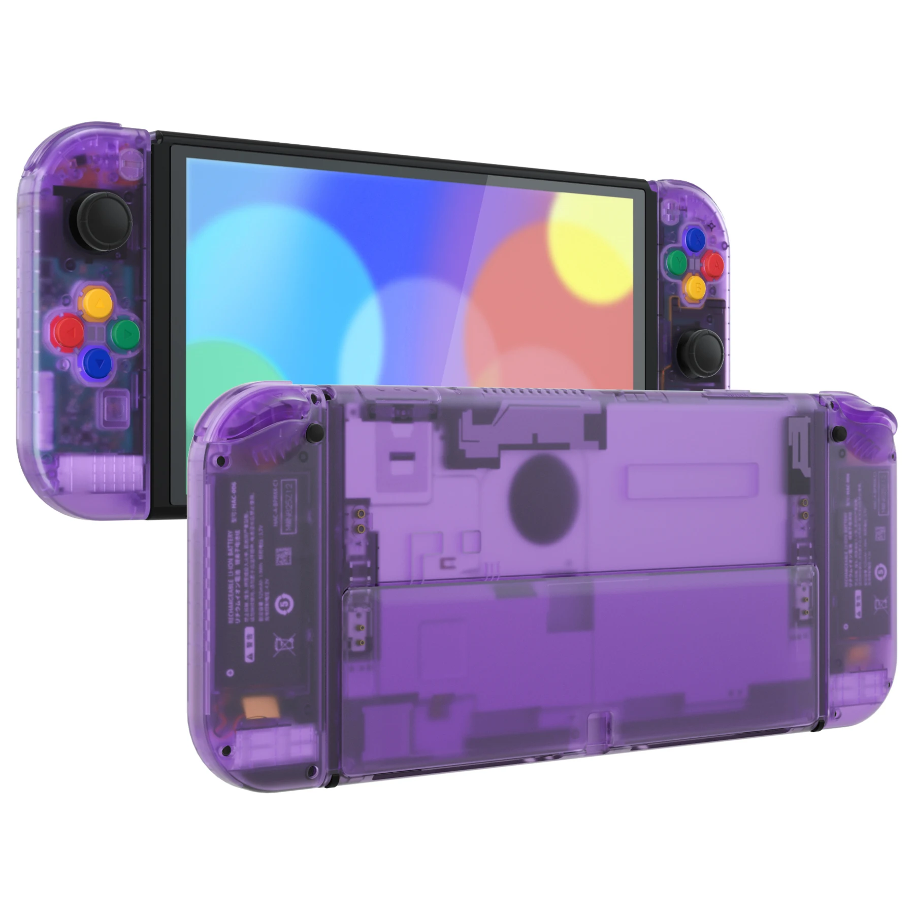 eXtremeRate Replacement Full Set Shell for Nintendo Switch OLED, Back Plate & Kickstand, Joycon Housing with Colorful Buttons