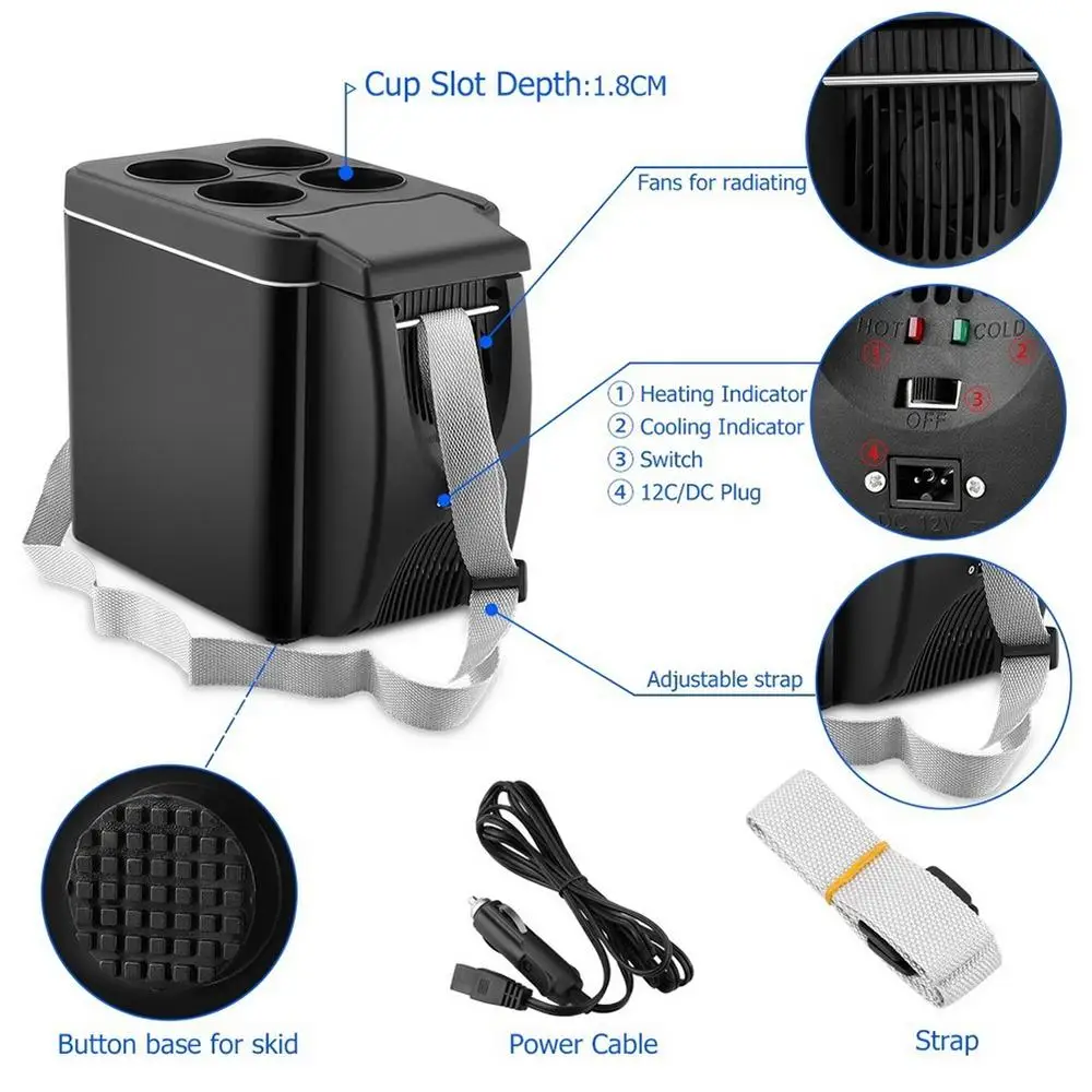 6L 12V Car Refrigerator Freezer Heater Mini Car Freezer Cooler And Warmer Electric Fridge Portable Icebox Travel Refrigerator
