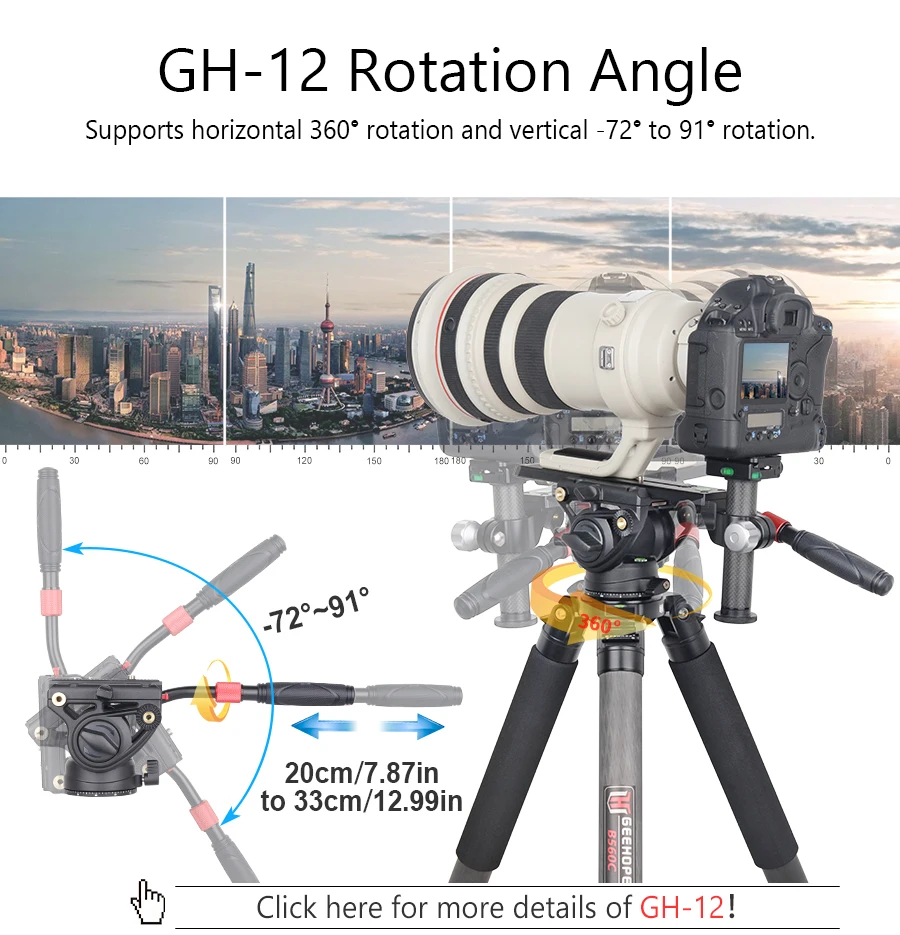 GEEHOPE B560C Professional Heavy Carbon Fiber Camera Tripod Super Stable Top Bird Watching Bracket 40mm Tube 30kg Max Load