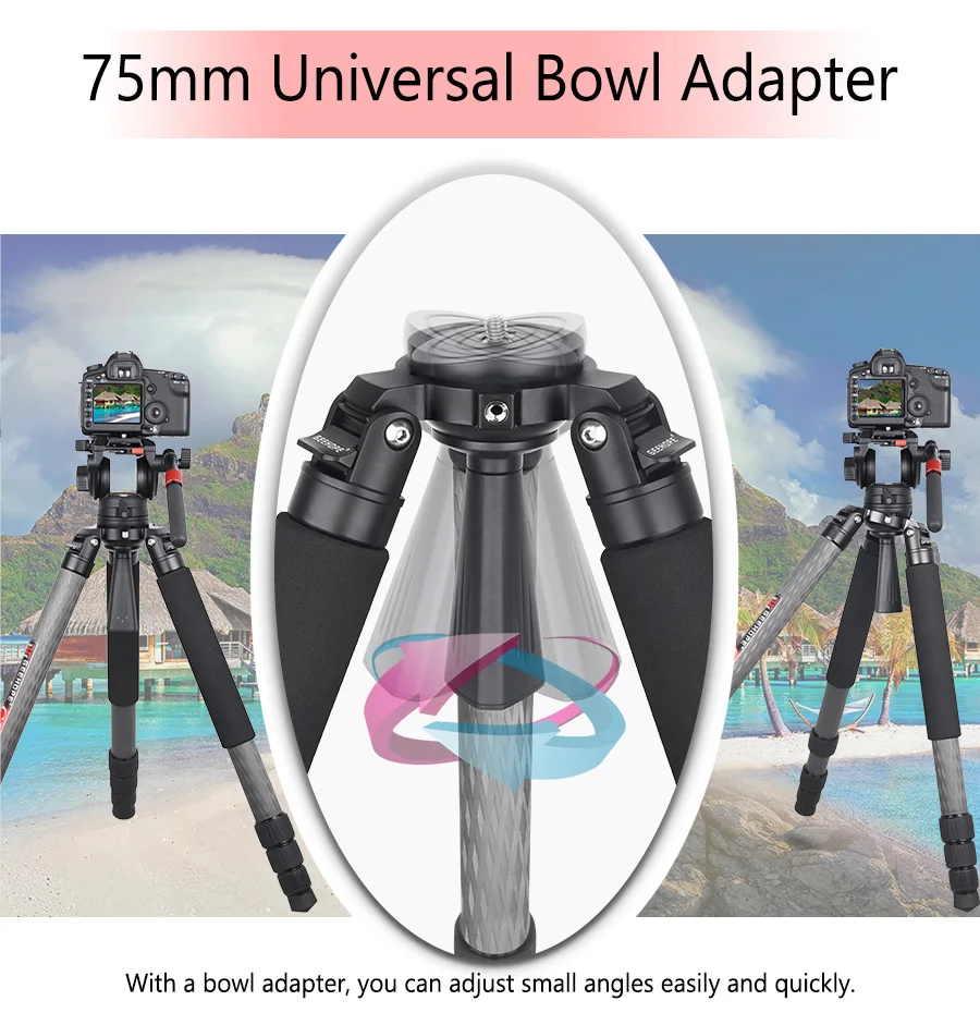 GEEHOPE B560C Professional Heavy Carbon Fiber Camera Tripod Super Stable Top Bird Watching Bracket 40mm Tube 30kg Max Load