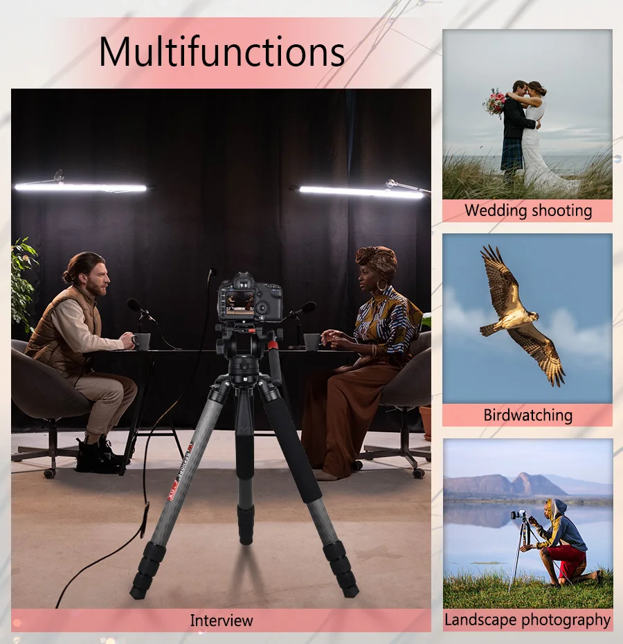 GEEHOPE B560C Professional Heavy Carbon Fiber Camera Tripod Super Stable Top Bird Watching Bracket 40mm Tube 30kg Max Load