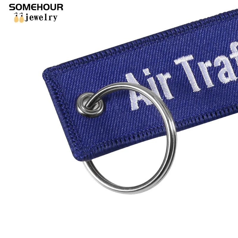 SOMEHOUR Air Traffic Controller Keychain Boths Sides Embroidery Key Holder Ring Jewelry Accessory Aviation Gifts Wholesale