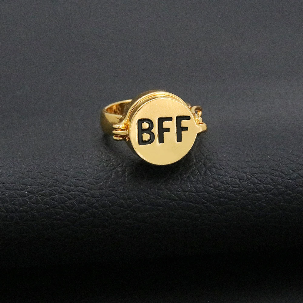 Anime BFF Best Friends Forever Ring Cute Friendship Opening Adjustable Finger Rings for Women Men Jewelry Gift