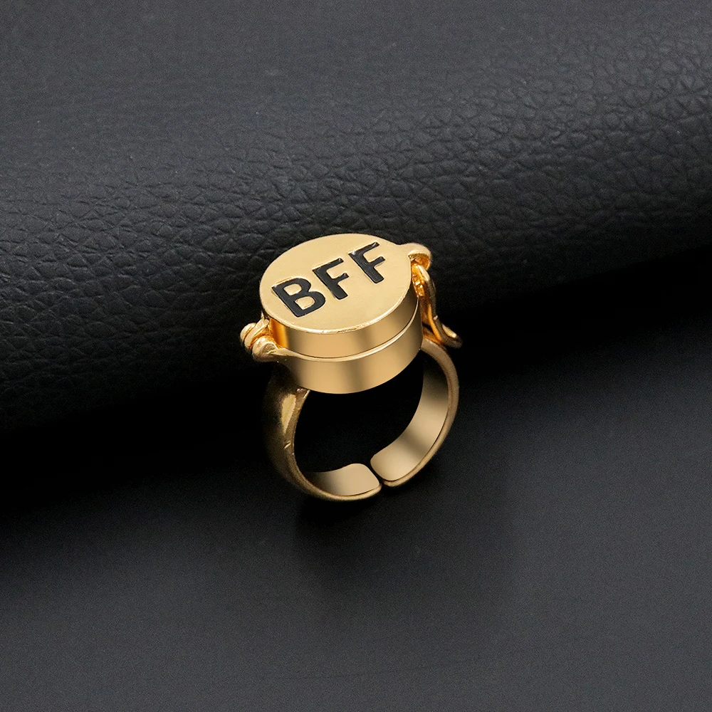 Anime BFF Best Friends Forever Ring Cute Friendship Opening Adjustable Finger Rings for Women Men Jewelry Gift