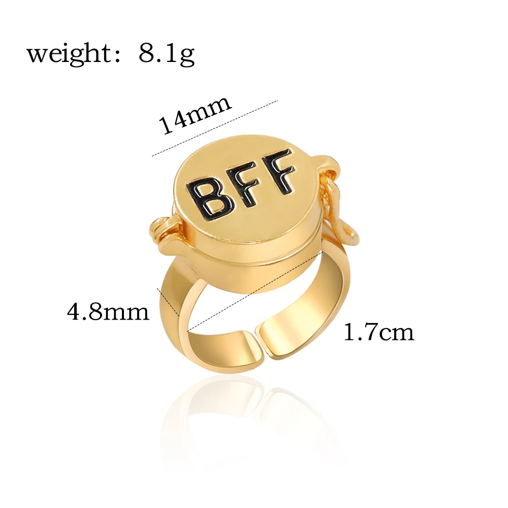 Anime BFF Best Friends Forever Ring Cute Friendship Opening Adjustable Finger Rings for Women Men Jewelry Gift