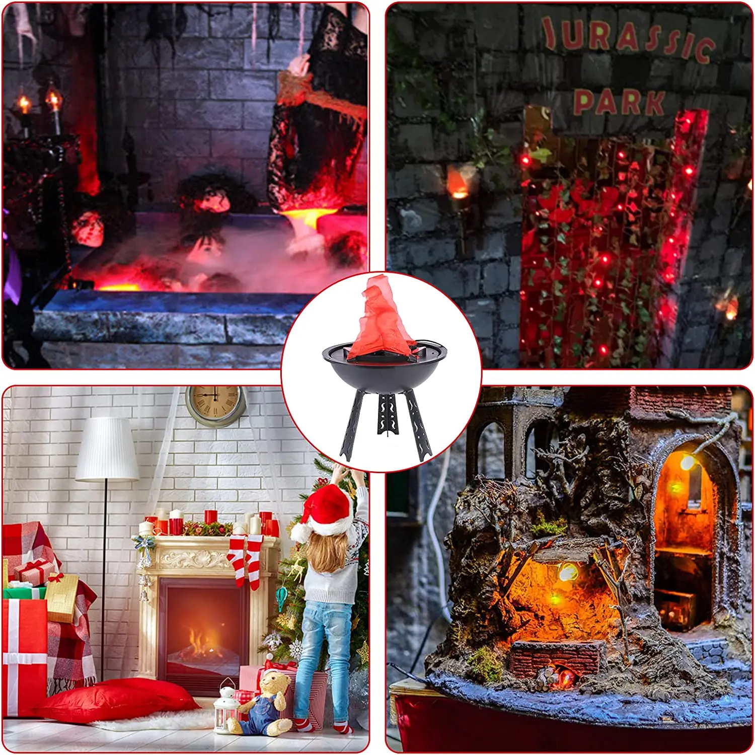Electric Fake Campfire Lamp 3D Fake Fire Lamp Artificial Flickering Flameless Flame Light Christmas Party Bar Home Party Decor