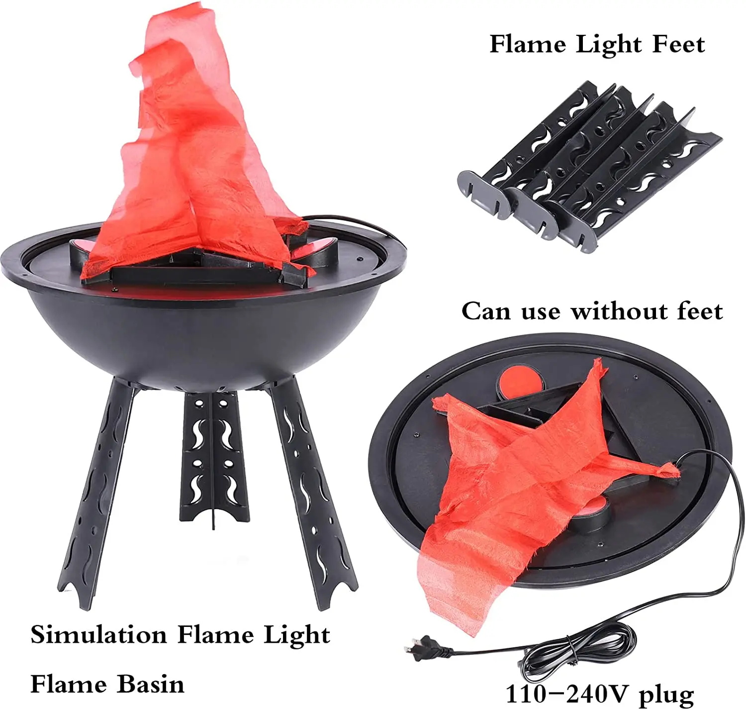 Electric Fake Campfire Lamp 3D Fake Fire Lamp Artificial Flickering Flameless Flame Light Christmas Party Bar Home Party Decor