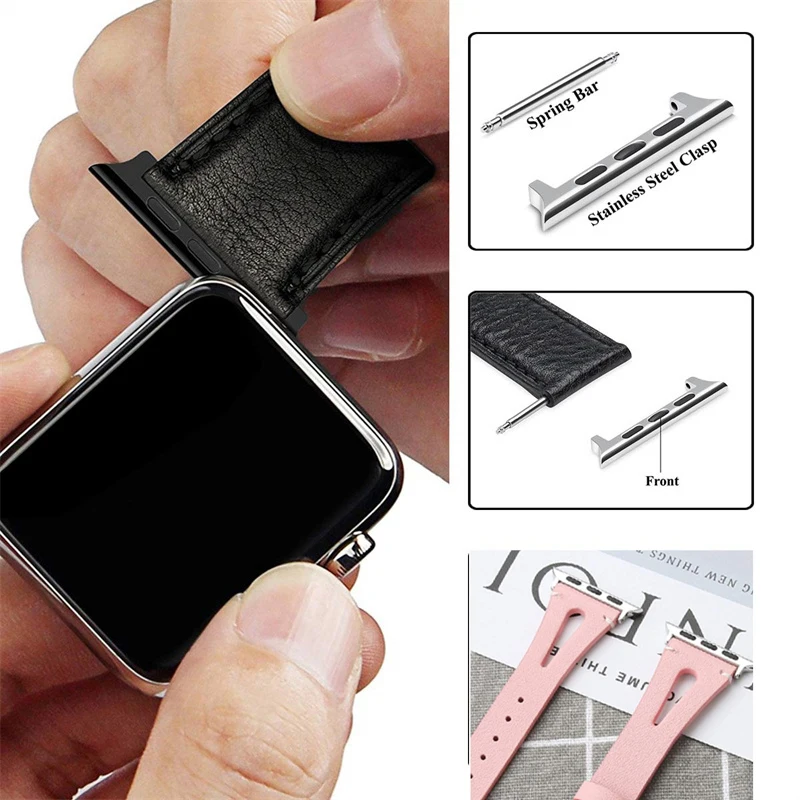 Metal Stainless Steel Connector Adapter for Apple Watch Ultra 49mm 44mm 40-42-45mm 41mm watchbands 2pcs Connectors Accessories