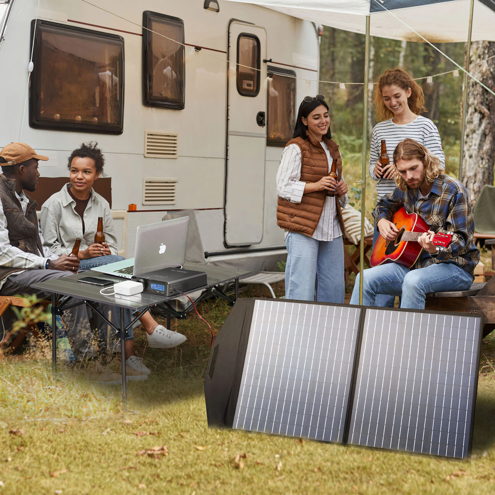 ALLPOWERS Solar Powerbank 41600mAh 200W Portable Powerstation with Solarpanel 60W，DC,USB,USB-C Output  for Camping Laptop Iphone