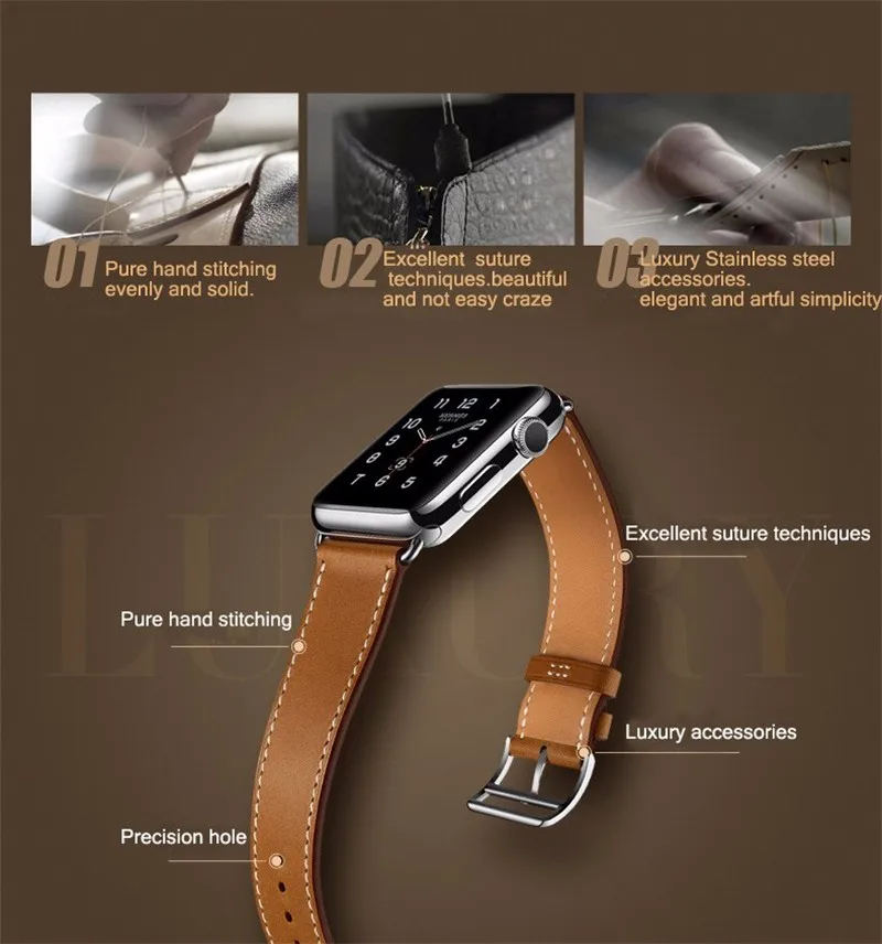 Leather strap For apple watch band 44mm 49mm 40mm 45mm 41mm 38mm 45 correa bracelet watchband iwatch series 8 4 3 5 se 6 7 ultra