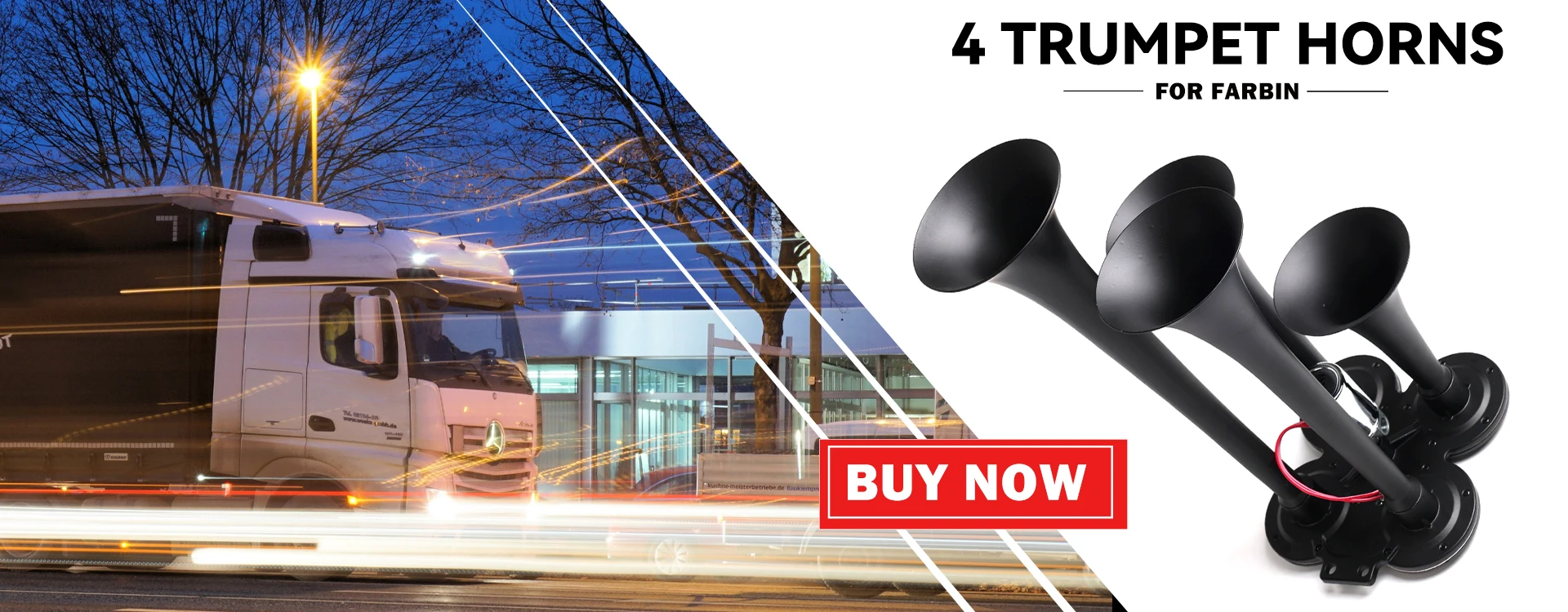 FARBIN 4 Trumpet Air Horn 12V/24V 130DB Four-tube Air Train Horn with Electric Solenoid Powerful Loud Truck For Vehicle Truck