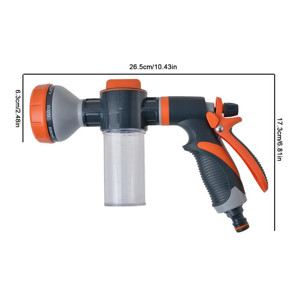 Foam Spray Hose Nozzle Foam Sprayer Garden Hose Nozzle With Dispenser Bottle 8 Adjustable Watering Patterns Water Guns With