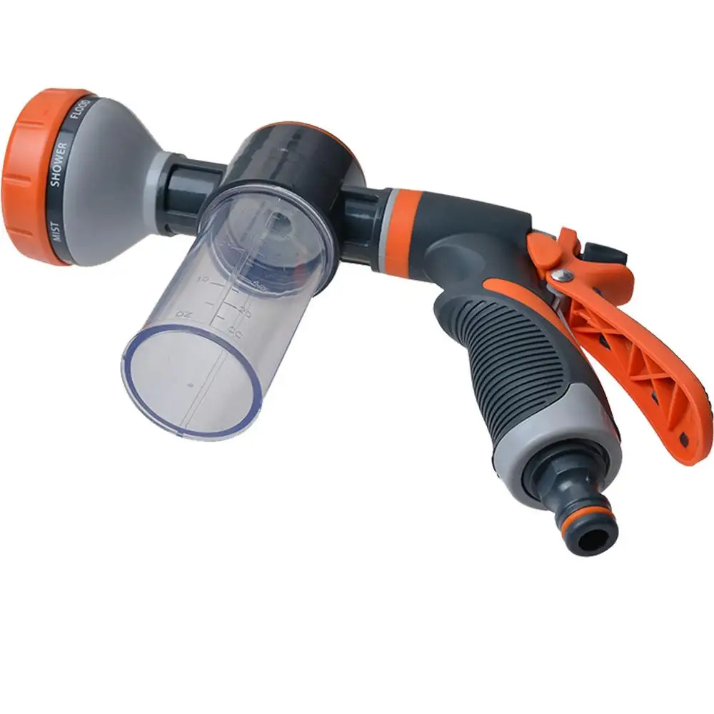 Foam Spray Hose Nozzle Foam Sprayer Garden Hose Nozzle With Dispenser Bottle 8 Adjustable Watering Patterns Water Guns With